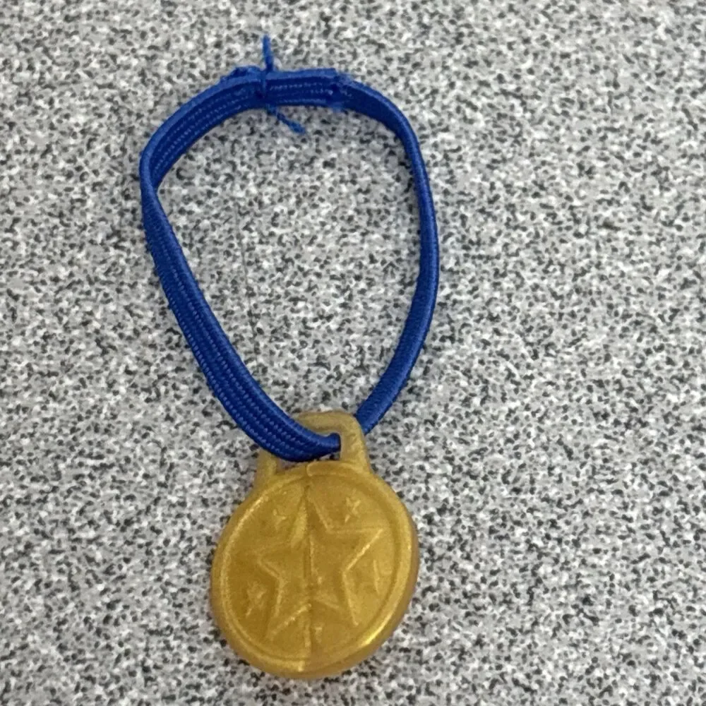 Mattel Barbie You Can Be Anything Soccer Coach Gold Game Trophy, 1 3/4”, & Medal